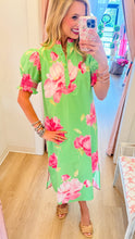 RESTOCK Lime Floral Ruffle Neck Midi Dress