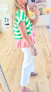 Green and Pink Striped Tunic