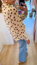 Cream and Brown Polka Dot Front Tie Top