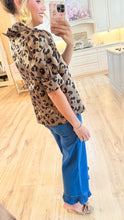 Bronze Leopard Short Puff Sleeve Top