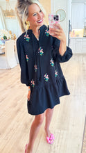Black Floral Embroidered Lovely Dress