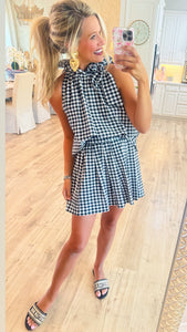 Black Gingham Skirt Set