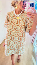 Taupe Geometric Velvet Jacquard Dress