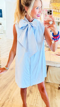 Sky Blue Neck Tie Detail Dress
