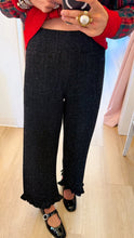 Black Tweed Ruffle Hem Pants