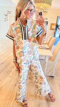 Oatmeal Floral Wide Leg Pant Set