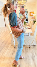 Denim Brown Houndstooth Puff Sleeve Top