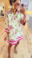 Cream and Pink Floral Collar Mini Dress