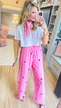 Deal of the Day Pink and Red Polka Dot Linen Pants