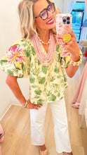 Green Floral Detail Babydoll Top