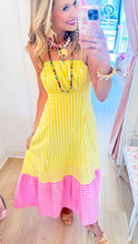 Yellow Stripe Contrast Hem Midi Dress