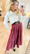 Red Multi Plaid Midi Skirt