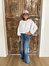 Denim Blue Paisley Print Palazzo Pants
