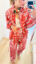 Red Paisley Print Bomber Jacket