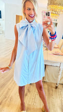 Sky Blue Neck Tie Detail Dress