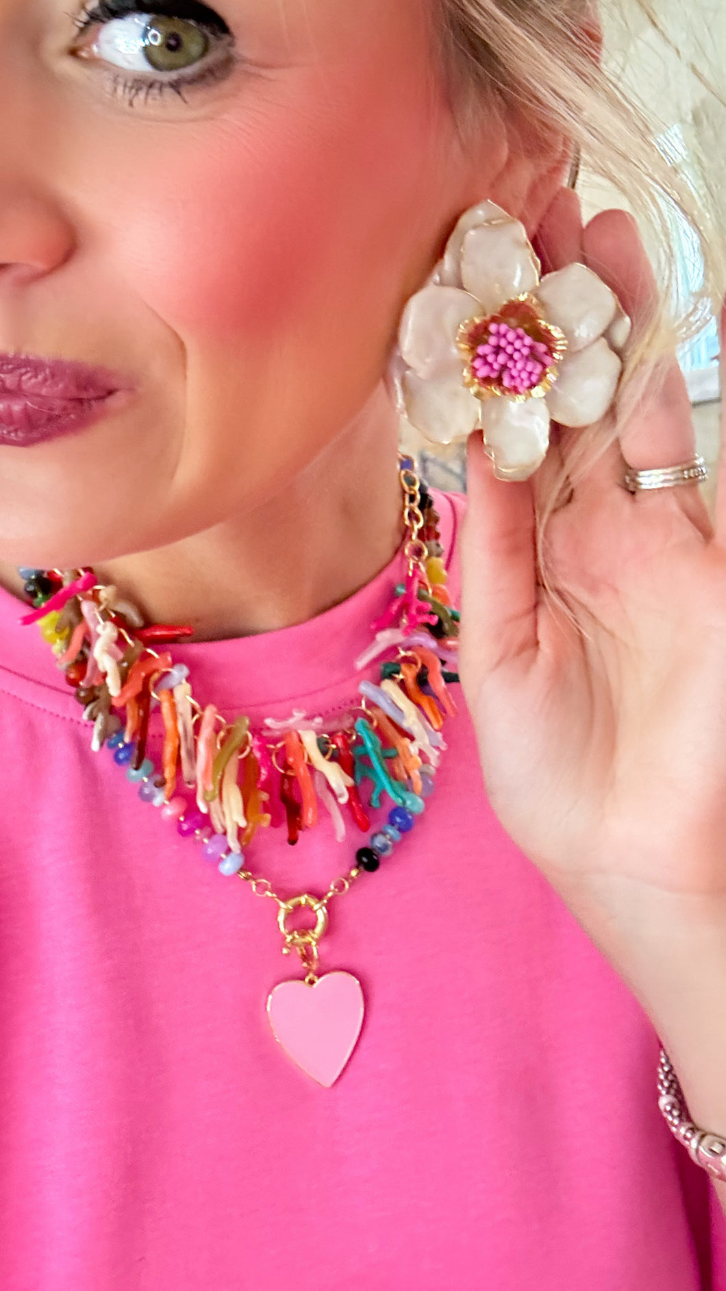 Pink Flower Earring