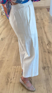 Off White Linen Cropped Pants