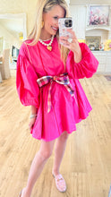 Hot Pink Contrast Piping Fit and Flare Dress