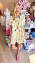 Lemon Floral Embroidered Mini Dress
