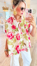 Pink Mix Floral Ruffle Contrast Top