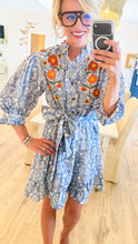 Uncle Frank Blue Floral Embroidered Dress