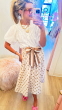 Natural Polka Dot Flare Maxi Skirt