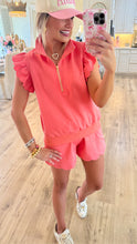 Coral Half Zip Short Set