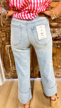 Light Wash Cuffed Straight Leg Jeans