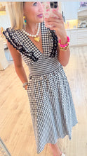 Black Gingham Midi Ruffle Dress