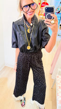 Black Polka Dot Lace Ruffle Hem Pants