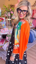 Orange Colorblock Western Chic Sweater