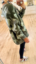 Olive Oversized Camo Cardigan