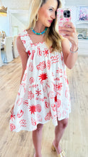 Tomato Abstract Print Tiered Mini Dress