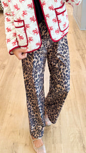 Brown Leopard Track Pants