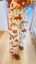 Beige Cowboy Printed Wide Leg Pants