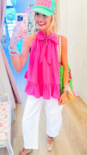 RESTOCK Hot Pink Back Necktie Ruffle Top