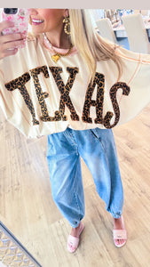 Oatmeal and Pink Texas Oversized Top