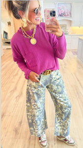 Sage Camo Barrel Jeans