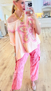 Blush Flower Patch Mineral Washed Top