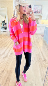 Pink and Orange Stripe Cardigan
