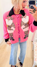 Queen of Sparkles Pink Leopard Suit Santa Cardigan