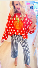 Queen of Sparkles Pumpkin Polka Dot Sweater