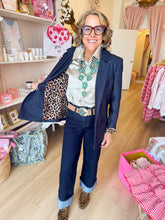 Denim Leopard Lined Blazer