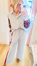 Charcoal Stripe Leopard Contrast Pant Set