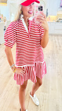 Red Striped Collard Dress