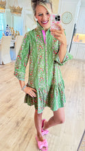 Green Floral Button Up Midi Dress