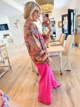 Taupe and Pink Colorful Heart Knit Cardigan