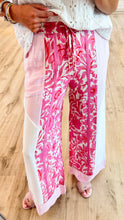 Pink Color Block Leopard Detail Wide Pants