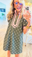 Olive Polka Dot Puff Sleeve Mini Dress