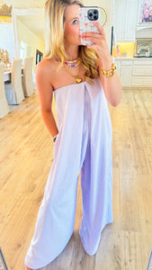 Lavender Strapless Flowy Jumpsuit